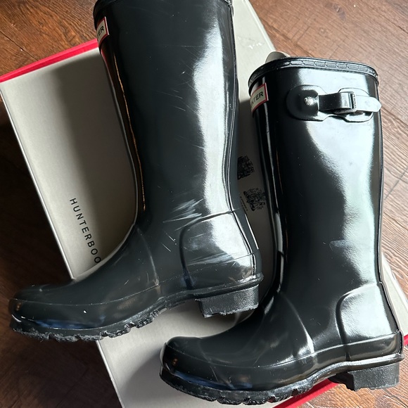 Hunter Original Gloss Tall Black Rain Boots Big Kids UK 1 US 2B/3G EU 33 - Picture 8 of 10